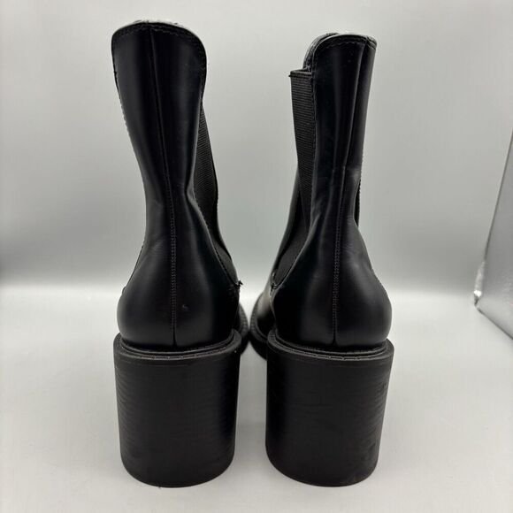 Zara Ankle Boots Women’s Size 40 US 9 Black Leather Pull On Block Heel - Picture 5 of 15